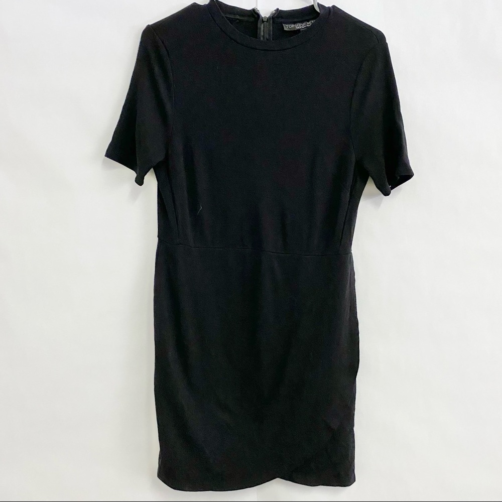 TOPSHOP Petite black short sleeve mini dress